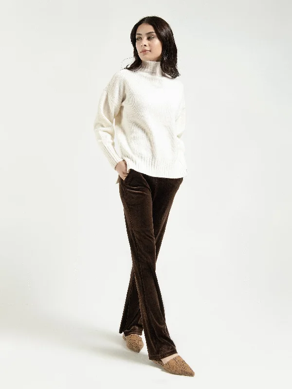 High Neck Sweater Chenille Brocade Lace