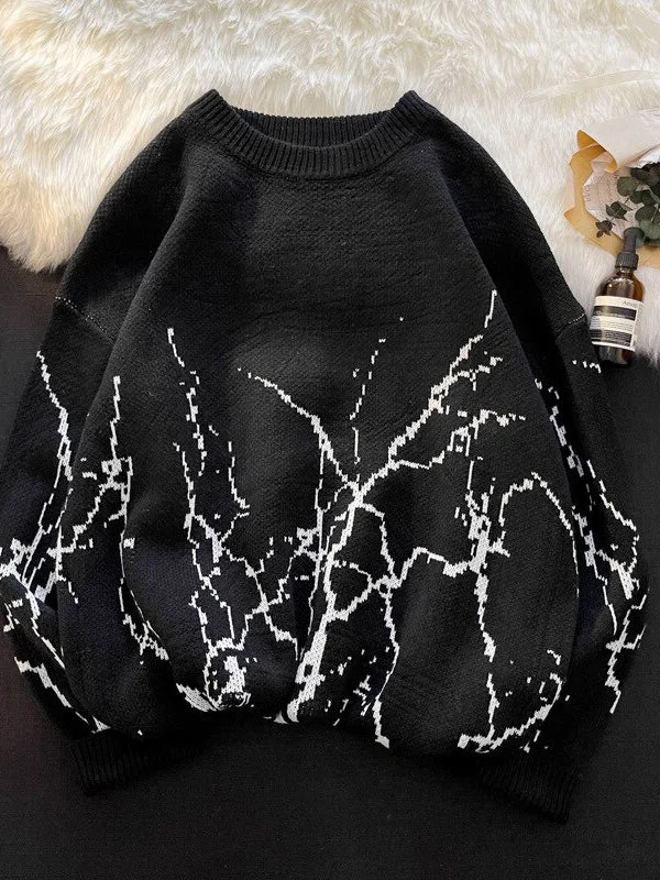 Winter Tree Sweaters Women Clothes Vintage Harajuku Oversized Pullover Sweater Herringbone Houndstooth Plaid
