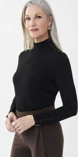 Joseph Ribkoff Black Studded Sweater Style 223954 Lace Blend Ribbed Blend Corduroy Blend