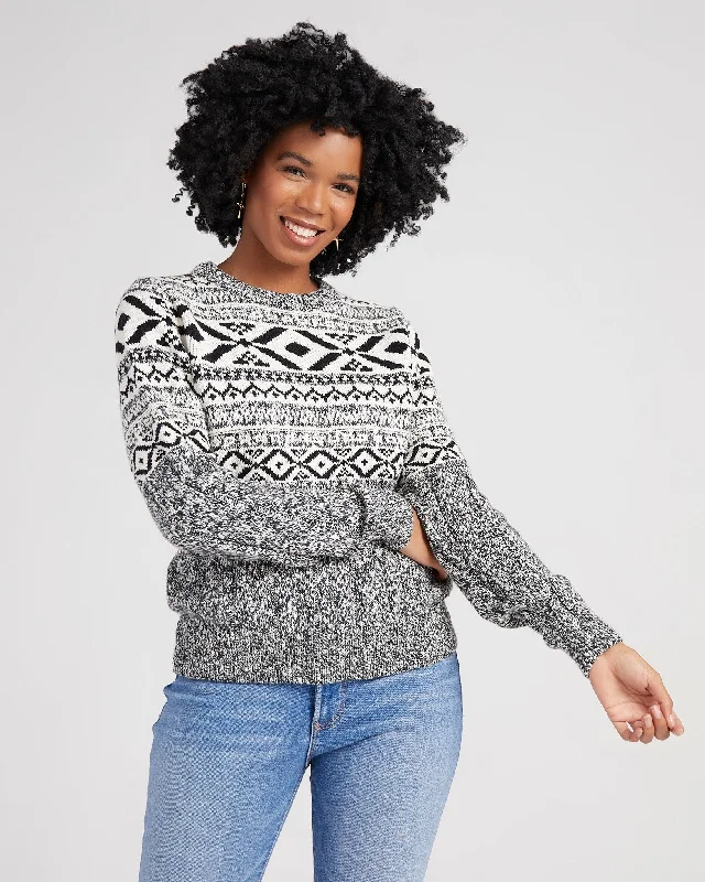 Koda Jacquard Sweater Solid Color Striped Floral Print