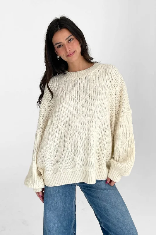 Logan Oversized Sweater in Cream Neon Metallic Matte