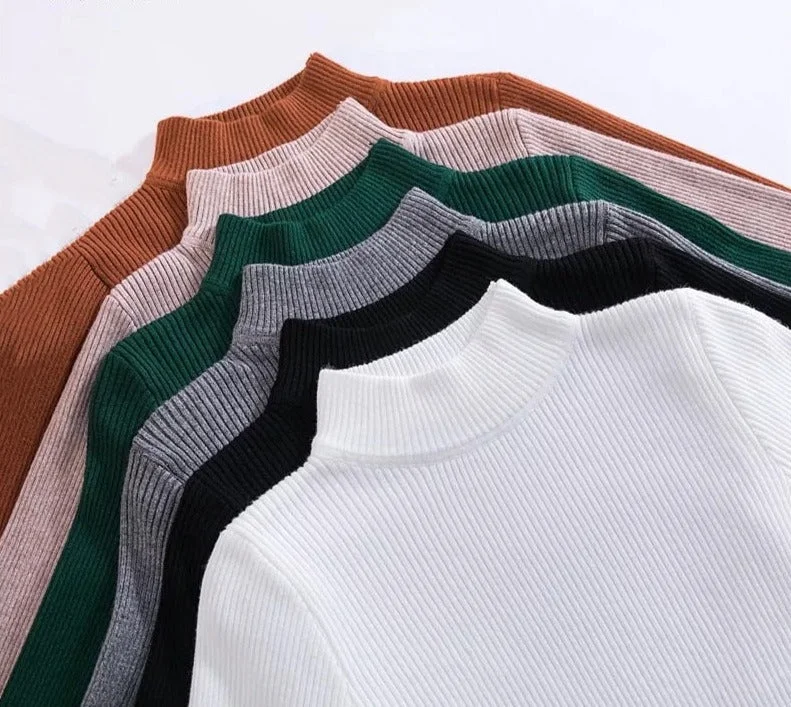 Top Pull Femme Turtleneck Pullovers Sweaters Long Sleeve Slim Oversize Korean Womens Sweater Houndstooth Herringbone Solid