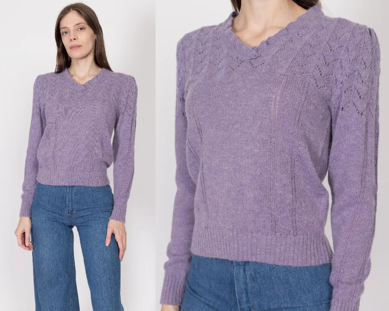 Medium 70s Purple Eyelet Knit Sweater Faux Fur Fabric Real Fur Fabric Shearling Fabric Medium 70s Purple Eyelet Knit Sweater Faux Fur Fabric Real Fur Fabric Shearling Fabric