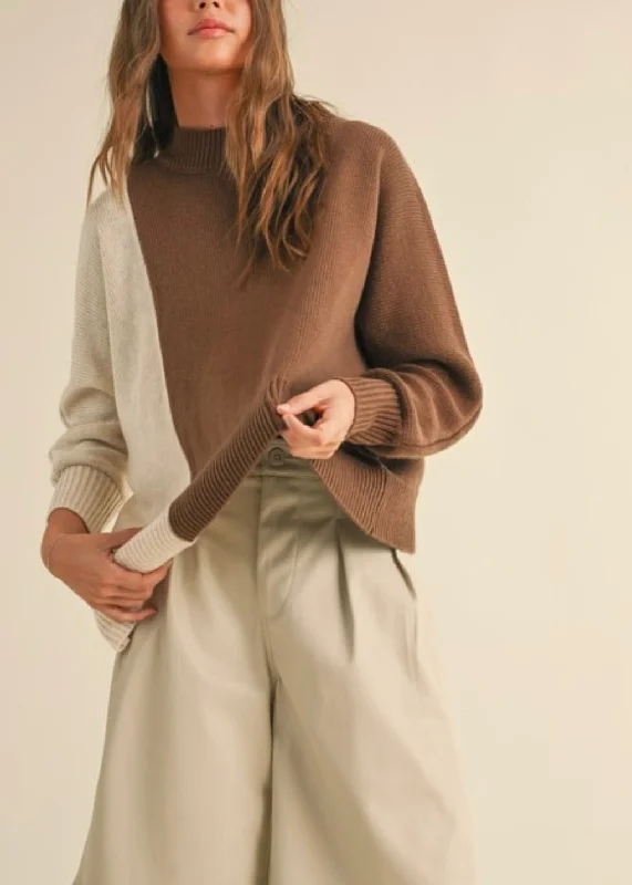 Mocha Sweater Real Fur Shearling Chenille