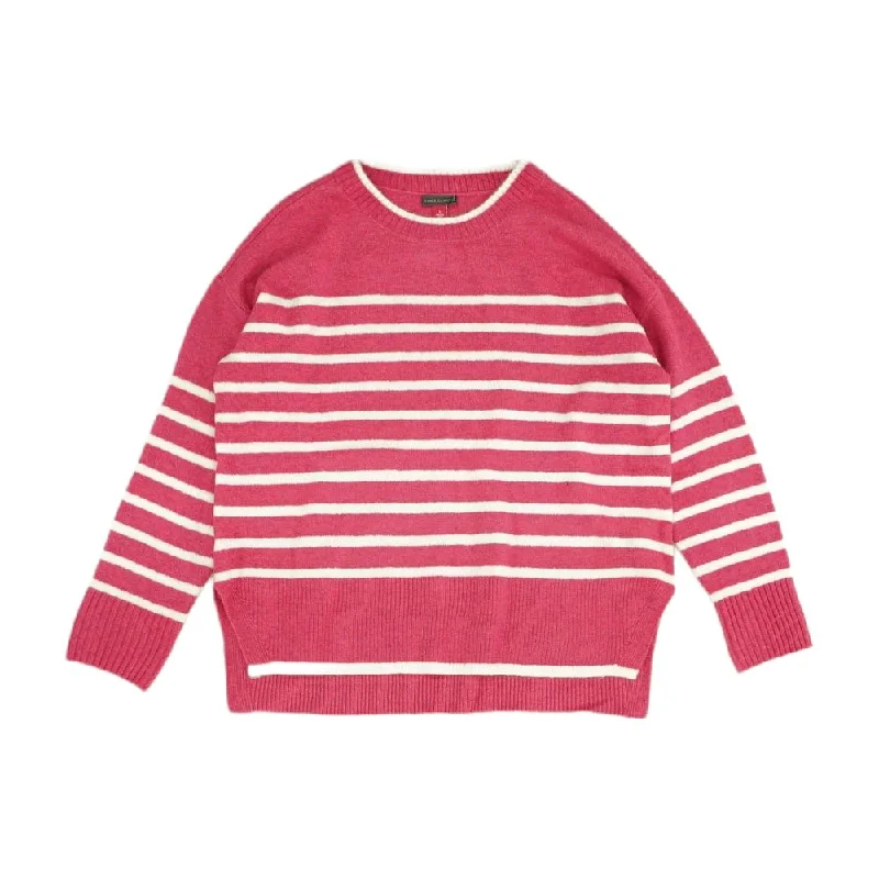 Pink Striped Pullover Sweater Elegant Classic Vintage