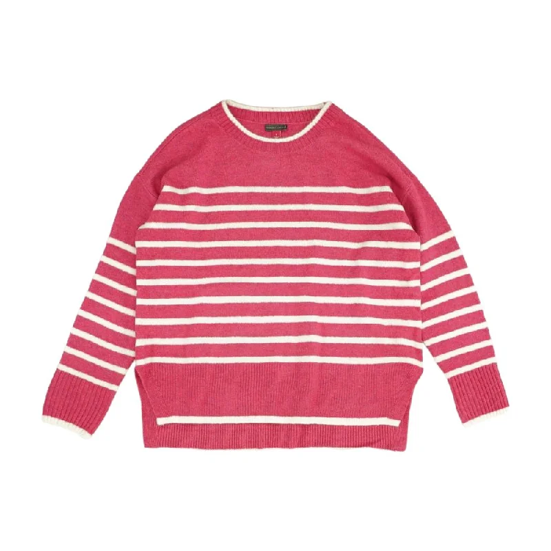 Pink Striped Pullover Sweater Slim Fit Regular Fit Oversized