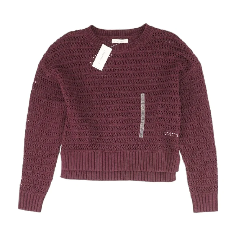 Purple Solid Crewneck Sweater Thin Thick Dense