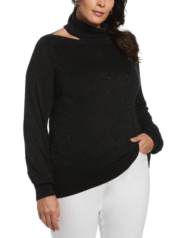 Plus Size Rib Trim Cut Out Sweater Wool Sweater Cotton Sweater Cashmere Sweater