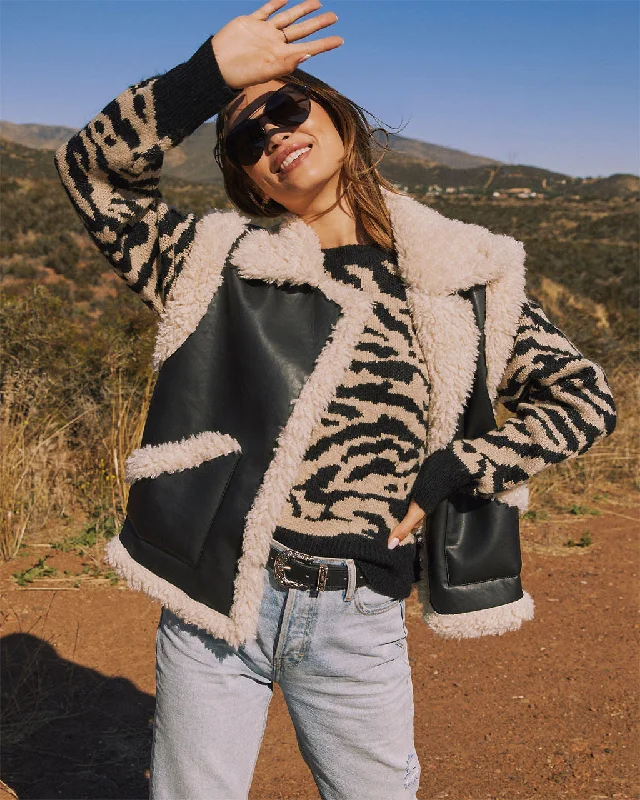 Savannah Animal Print Crewneck Sweater Stylish Fashionable Trendy