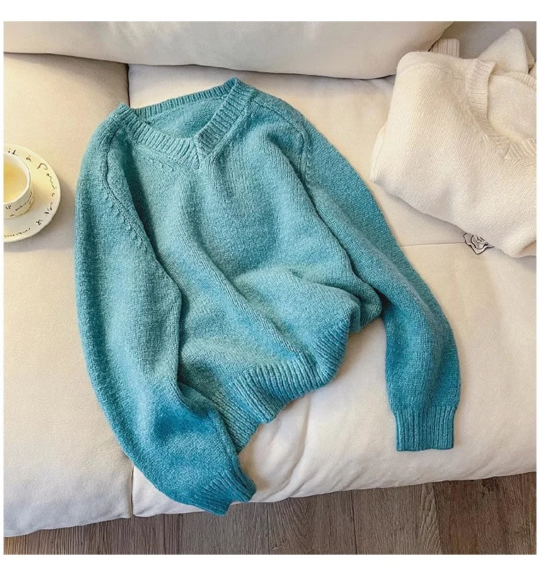 Solid color V-neck sweater for women new design long-sleeved sweater S4890 Hooded Sweater Collared Sweater Shawl Collar Solid color V-neck sweater for women new design long-sleeved sweater S4890 Hooded Sweater Collared Sweater Shawl Collar