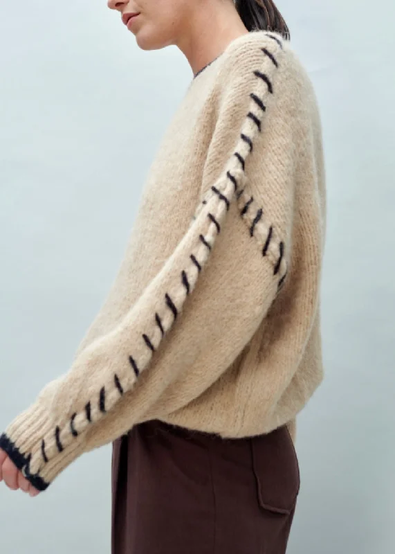 Stitch Detail Sweater Graphic Sweater Embroidered Appliqued