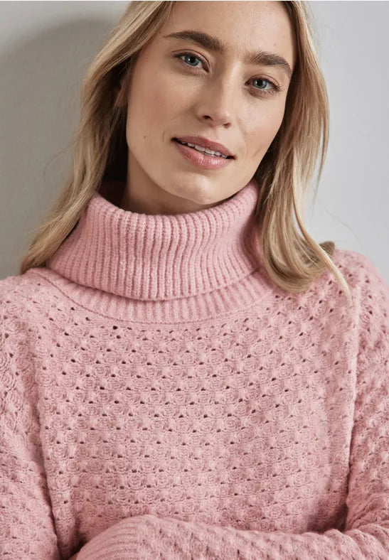 Street One Cotton Blend Polo jumper in Rose or Grey Velvet Chenille Corduroy
