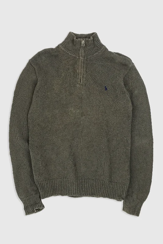 Vintage 1/4 Zip Knit Sweater Tailored Straight A-Line
