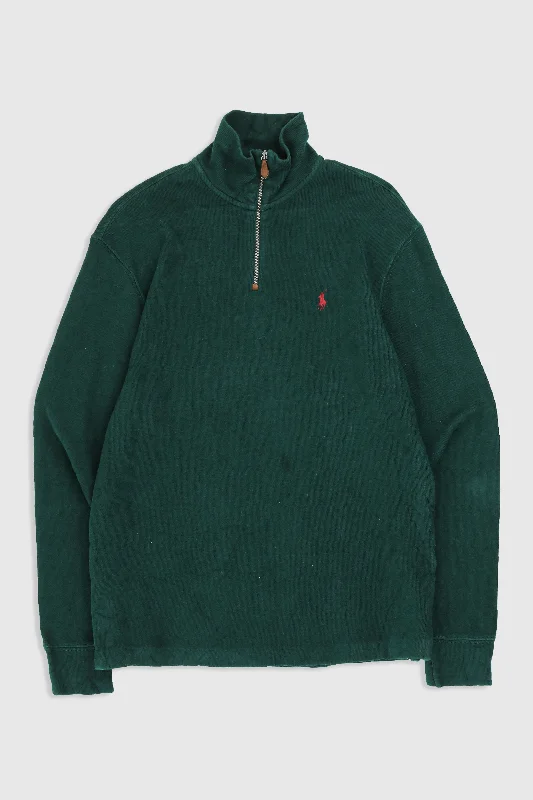 Vintage 1/4 Zip Knit Sweater Stretchy Elastic Breathable