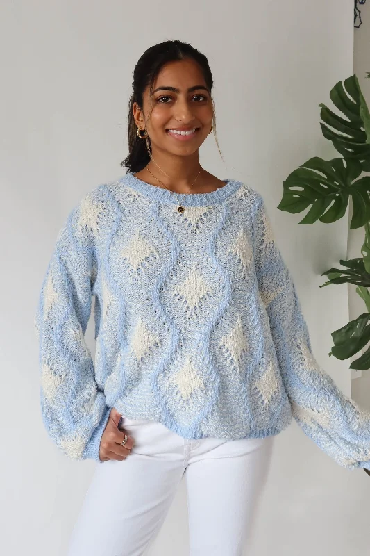 West Coast Sweater in Blue Hooded Caped Shawl Collar