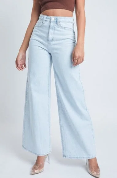 Super Wide Leg Jean Stylish Stone-Wash Denim Jeans