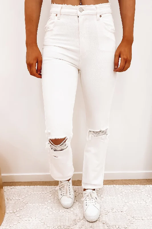 Original Straight Jean Layla White Chic Rip-Detail High-Waist Jeans