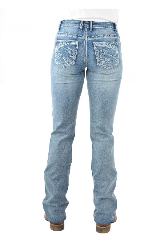 PCP2210729 Pure Western Women's Crisscross Relax rider Jean 36' Stylish High-Waist Jeans