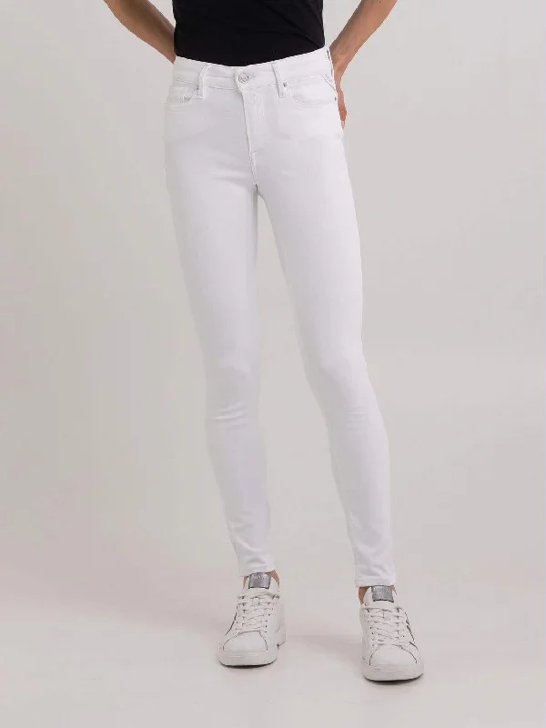 Replay Whw689 8366197 Hypflex Jean White Cozy Relaxed Fit Jeans