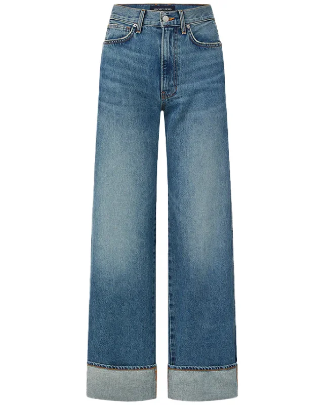 High Rise Taylor Wide Leg Jean in Rebel Stone Fashionable Raw Edge Jeans