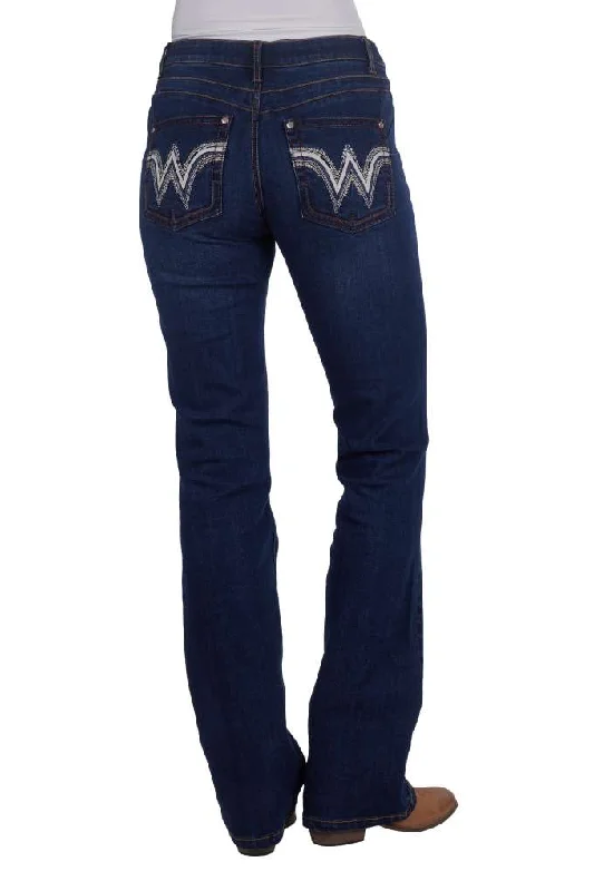 Wrangler Ladies Tilly Qbaby Booty Wild Indigo Jean Comfortable Flare Leg Jeans