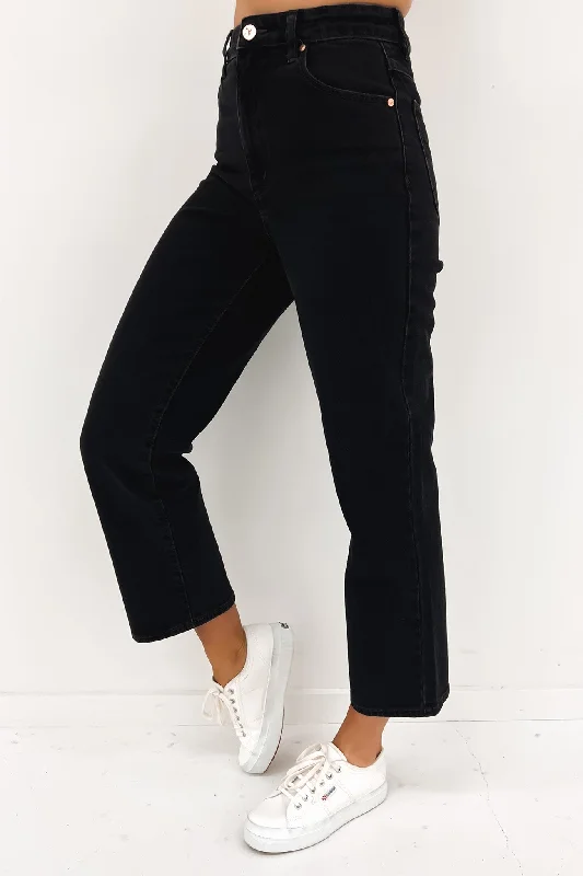 A Venice Straight Jean Portia Chic Rip-Detail High-Waist Jeans