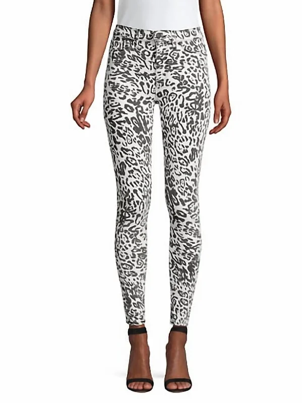 Barbara High Rise Skinny Jean In Washed Leopard Comfortable Zip-Fly Denim Jeans