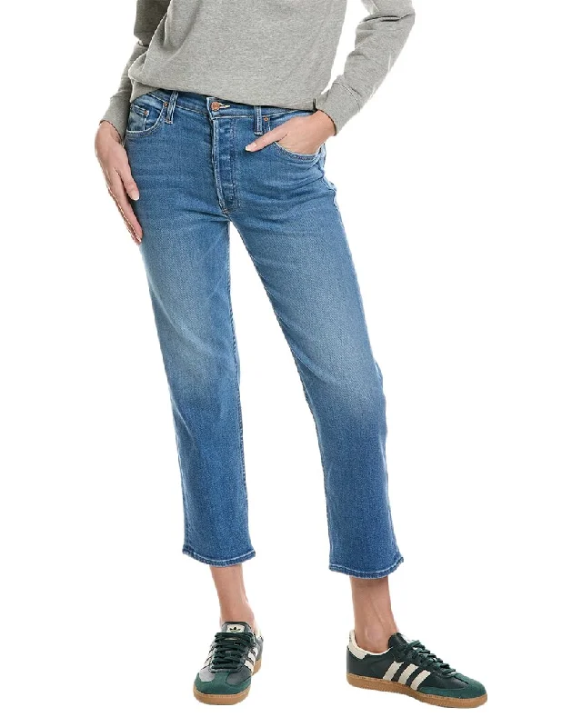 Mother The Tomcat High-Rise Layover Straight Leg Jean Classic Blue Denim Jeans