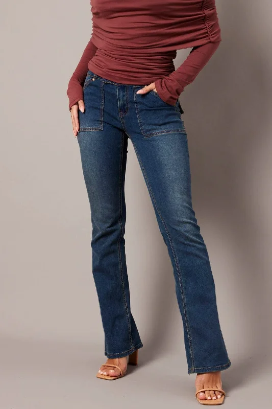 Denim Flare Jean Low Rise Chic Vintage-Inspired Denim Jeans