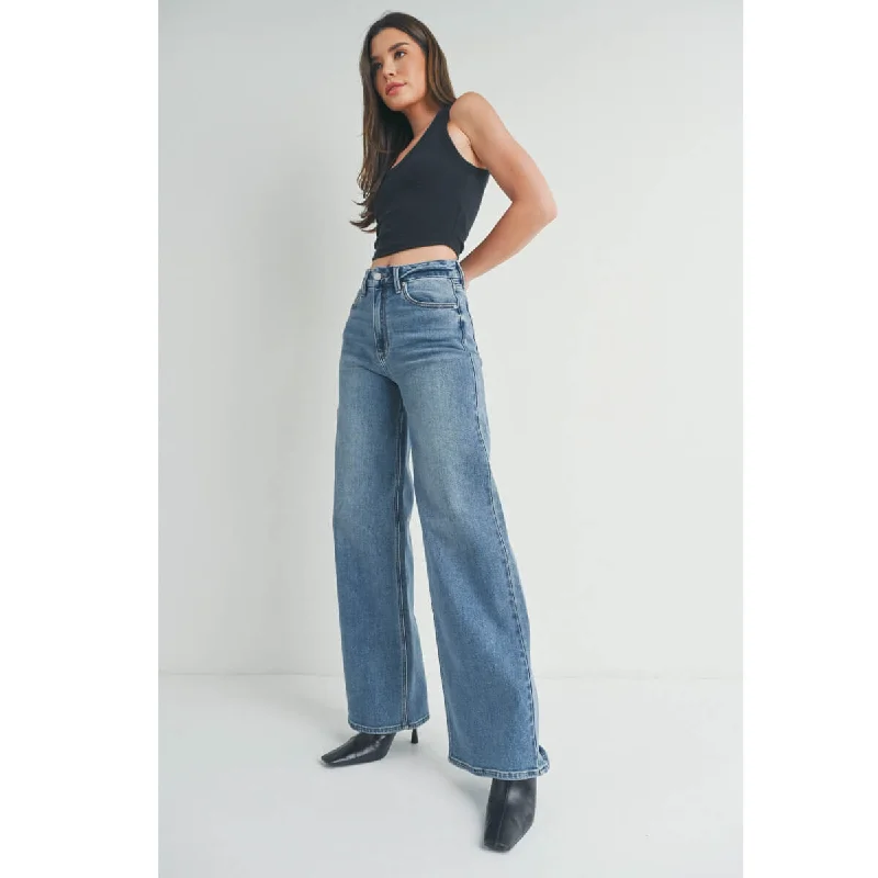 High Rise Palazzo Wide Leg Jean Comfortable Ankle Jeans