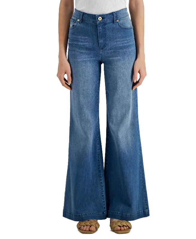 INC International Concepts Womens High Rise Wide Leg Jean Comfortable Faded High-Rise Jeans