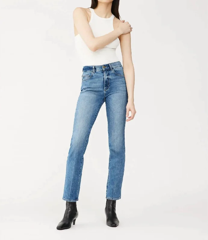 Patti Straight High Rise Vintage Ankle Jean In Oasis Cuffed Chic Dark-Wash Skinny Jeans