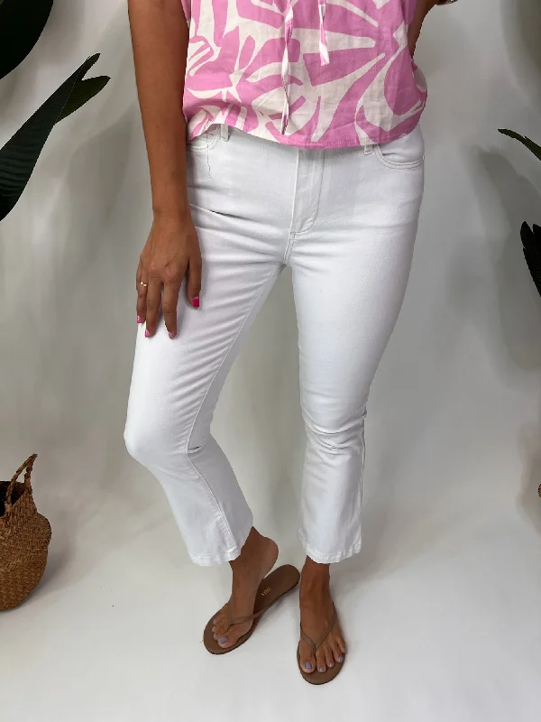 Paige Colette Crop Flare Jean Crisp White Trendy Classic Fit Jeans