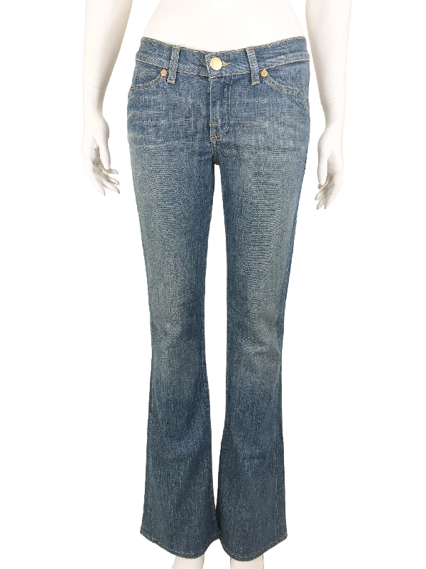 Rock & Republic, Motley Flare Jean with Split 'R' Pocket, Size 27 (4) Elegant Dark-Wash Bootcut Jeans