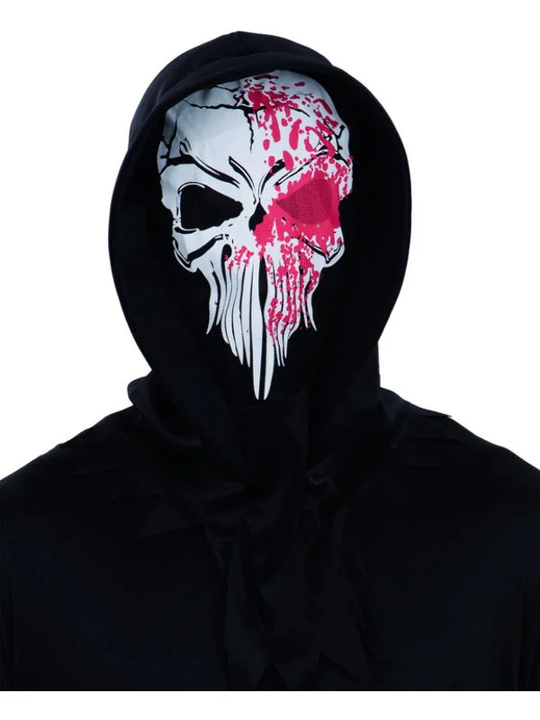 Bloody Reaper Fabric Hooded Mask Hoodie with Mock Neck Collared Structured