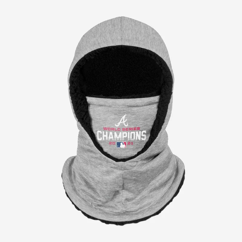 Atlanta Braves 2021 World Series Champions Grey Hooded Gaiter Scarf Hoodie with Velcro Closure Adjustable Secure Atlanta Braves 2021 World Series Champions Grey Hooded Gaiter Scarf Hoodie with Velcro Closure Adjustable Secure