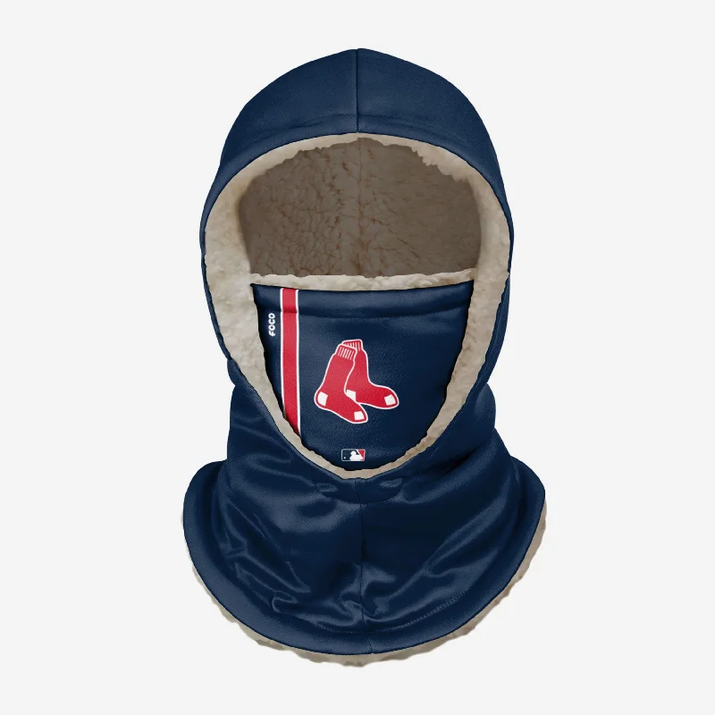 Boston Red Sox On-Field Navy Hooded Gaiter Hoodie with Snap Buttons Easy Quick