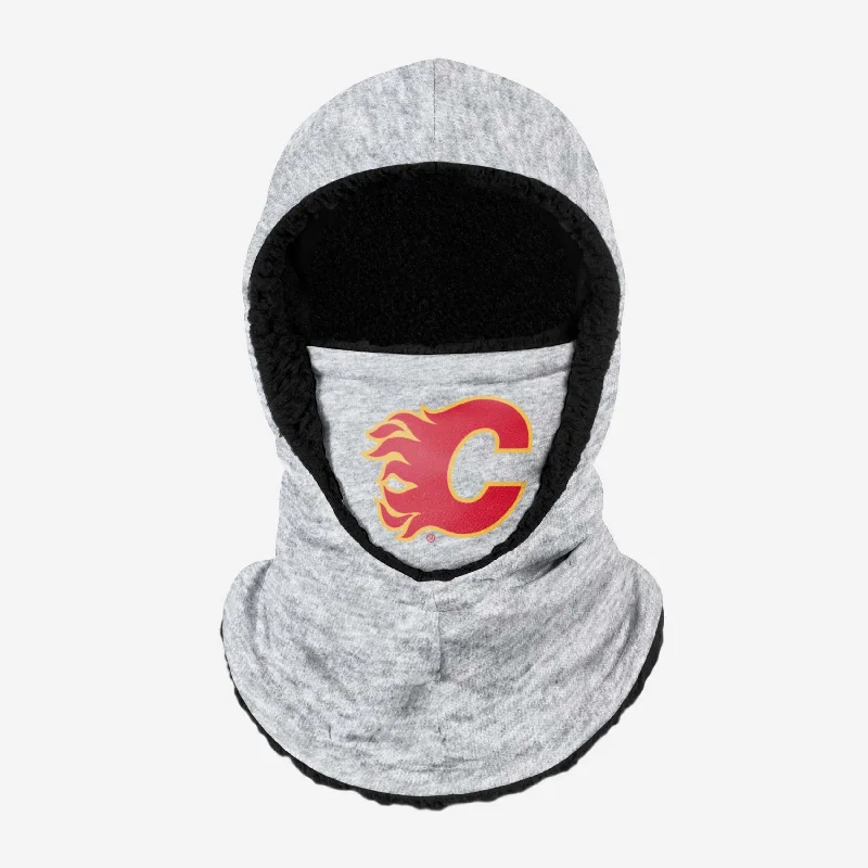 Calgary Flames Heather Grey Big Logo Hooded Gaiter Hoodie with Belted Waist Structured Tailored Calgary Flames Heather Grey Big Logo Hooded Gaiter Hoodie with Belted Waist Structured Tailored