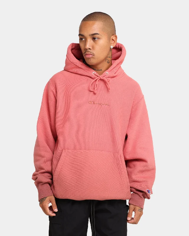 Champion Rev Weave Ombre Hoodie Salmon Hoodie with Distressed Vintage Worn