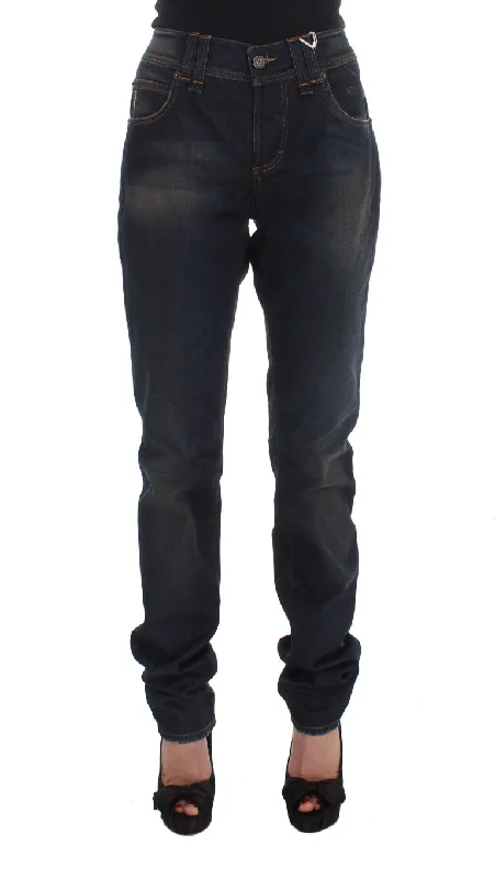 John Galliano Chic Boyfriend Fit Blue Jeans Casual Bootcut Ripped Jeans