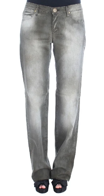 Ermanno Scervino Chic Gray Wash Boyfriend Jeans Stylish Bootcut Denim Jeans