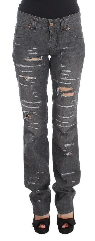 John Galliano Chic Gray Wash Straight Fit Jeans Casual Loose Fit Jeans