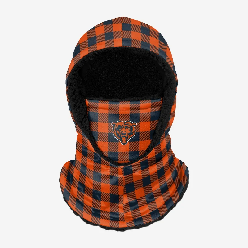 Chicago Bears Plaid Hooded Gaiter Hoodie with Rhinestones Sparkly Elegant