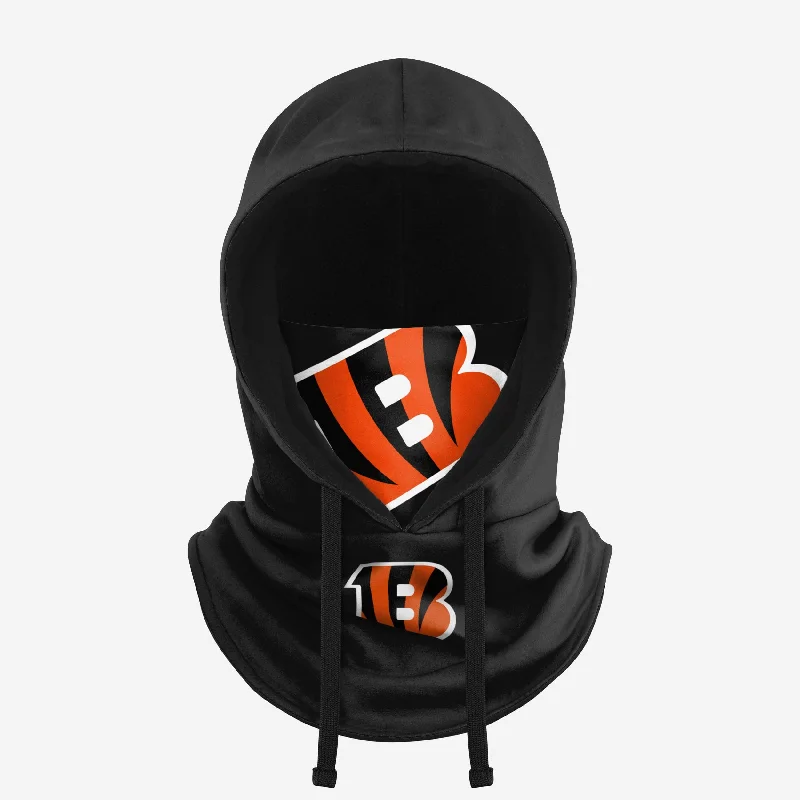Cincinnati Bengals Black Drawstring Hooded Gaiter Hoodie with Frayed Bohemian Relaxed Cincinnati Bengals Black Drawstring Hooded Gaiter Hoodie with Frayed Bohemian Relaxed