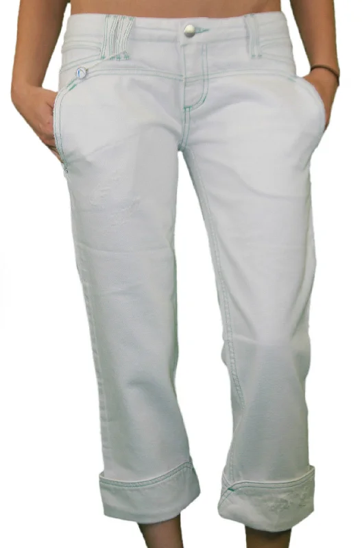 CUSTO BARCELONA Women's Belona White Cropped Capris Jeans $163 NWT Trendy Low-Rise Bootcut Jeans CUSTO BARCELONA Women's Belona White Cropped Capris Jeans $163 NWT Trendy Low-Rise Bootcut Jeans
