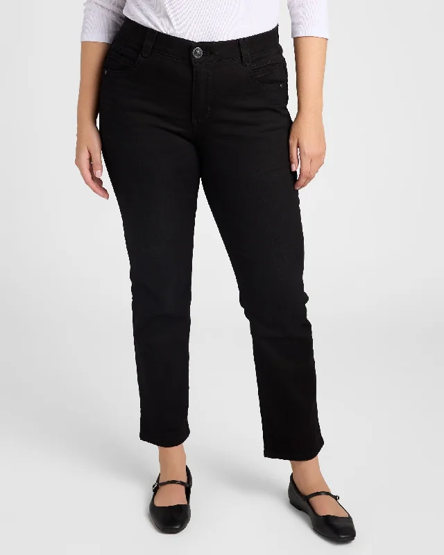 Plus Size "Ab"Solution Straight Leg Jean Fashionable Raw Hemmed Jeans