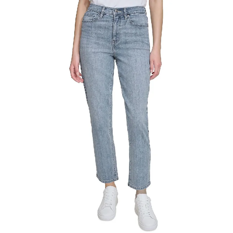 DKNY Jeans Womens High Rise Slim Straight Leg Jeans Stylish Slim Fit Denim
