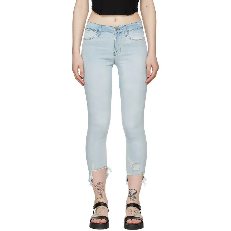 FRAME Womens High Rise Cropped Skinny Jeans Chic Double Waistband Jeans