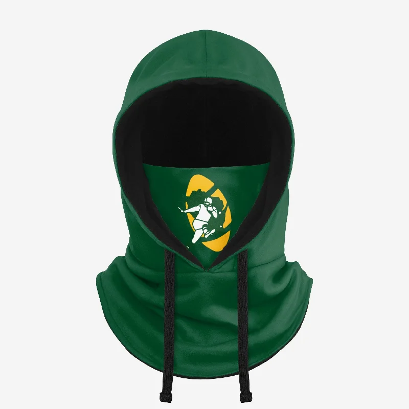 Green Bay Packers Retro Drawstring Hooded Gaiter Hoodie with Rolled Sleeves Casual Relaxed Green Bay Packers Retro Drawstring Hooded Gaiter Hoodie with Rolled Sleeves Casual Relaxed