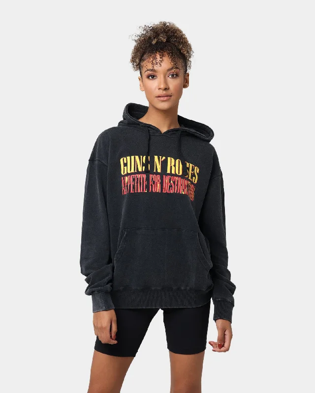 Guns N Roses Needles and Skulls Hoodie Black Hoodie with Contrast Stitching Detailed Premium Guns N Roses Needles and Skulls Hoodie Black Hoodie with Contrast Stitching Detailed Premium